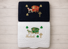 White Baby Quilt with Shamrock Monogram for Irish Baptism Gift