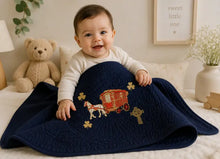 White Baby Quilt with Shamrock Monogram for Irish Baptism Gift