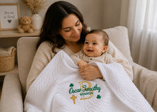 Baby Quilt with Shamrock Monogram for Irish Baptism Gift