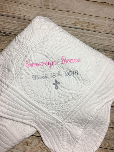 Monogrammed Baby Quilt, Christening Quilt, Baptism Quilt, Baby Boy Quilt, Personalized Baby Quilt, Monogrammed Quilt, Baby Boy Baptism